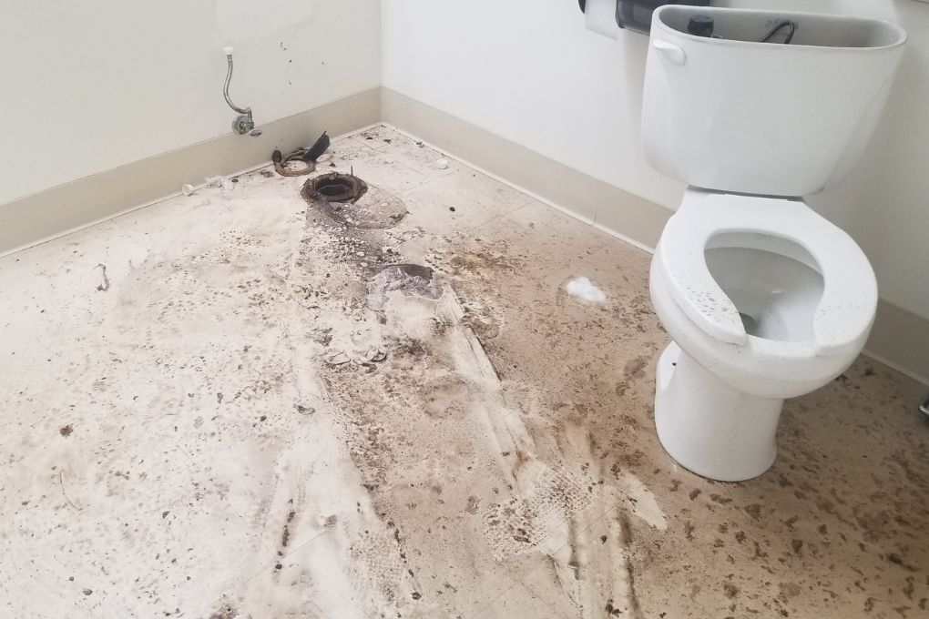 Water Damage Bathroom floor Cracked or Stained