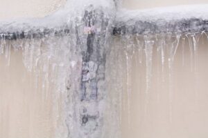 frozen pipes ice on the pipes in winter