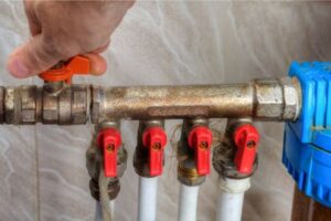 human hand turn off shut-off valve home water supply
