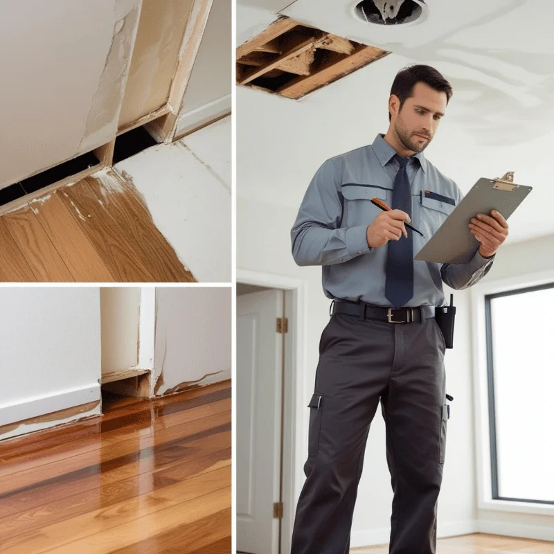 contractor assessing the water damage