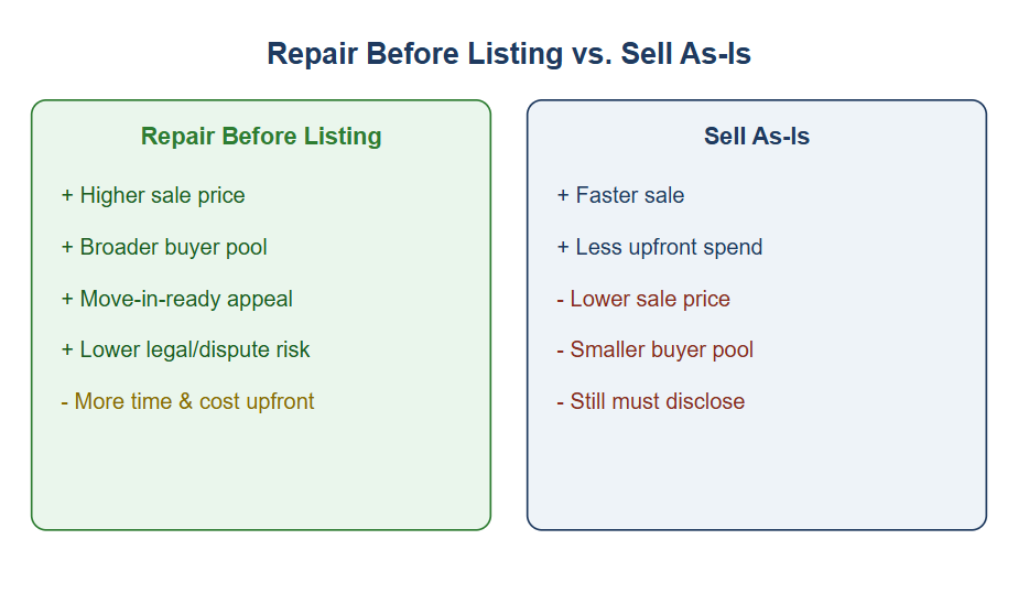 Repair before listing versus sell as-is comparison
