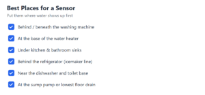 Chart: Where to place leak detectors (Source: SS Water Restoration)